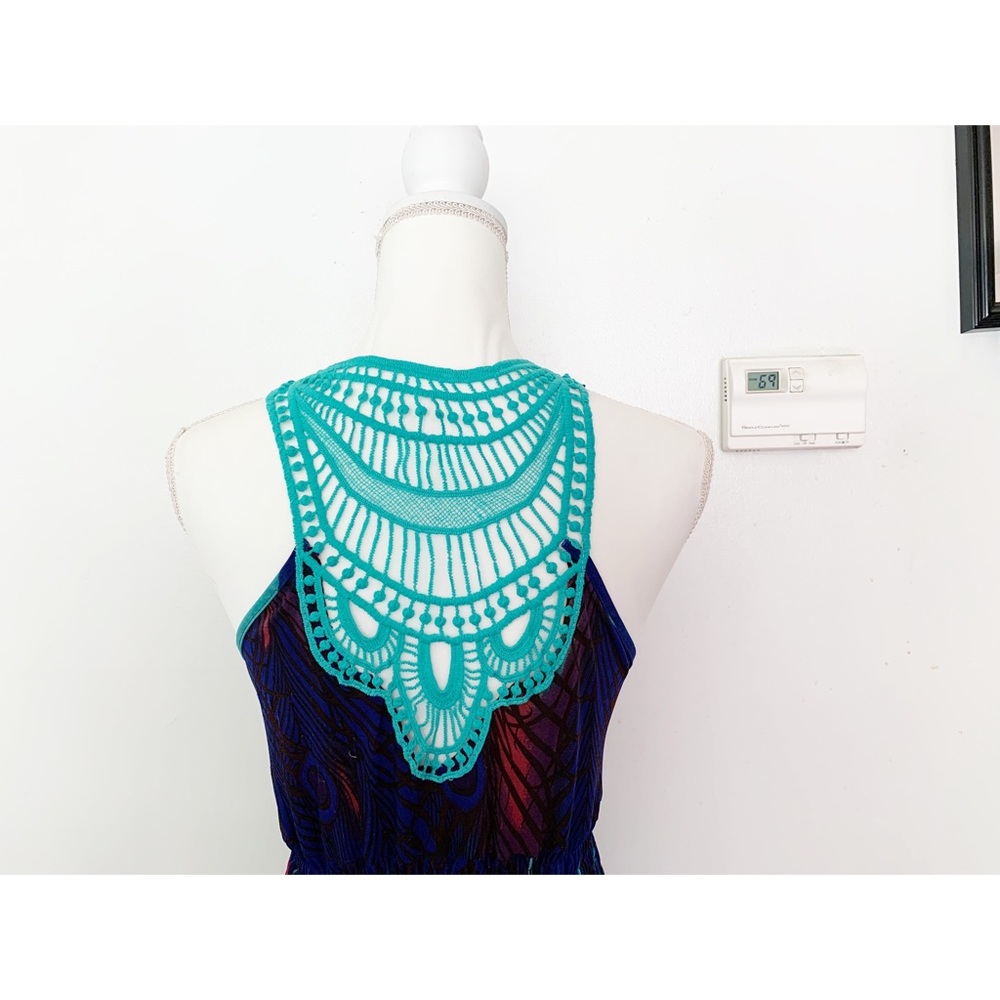 Multi color Peacock print Maxi Dress Size XXL - Picture 7 of 10